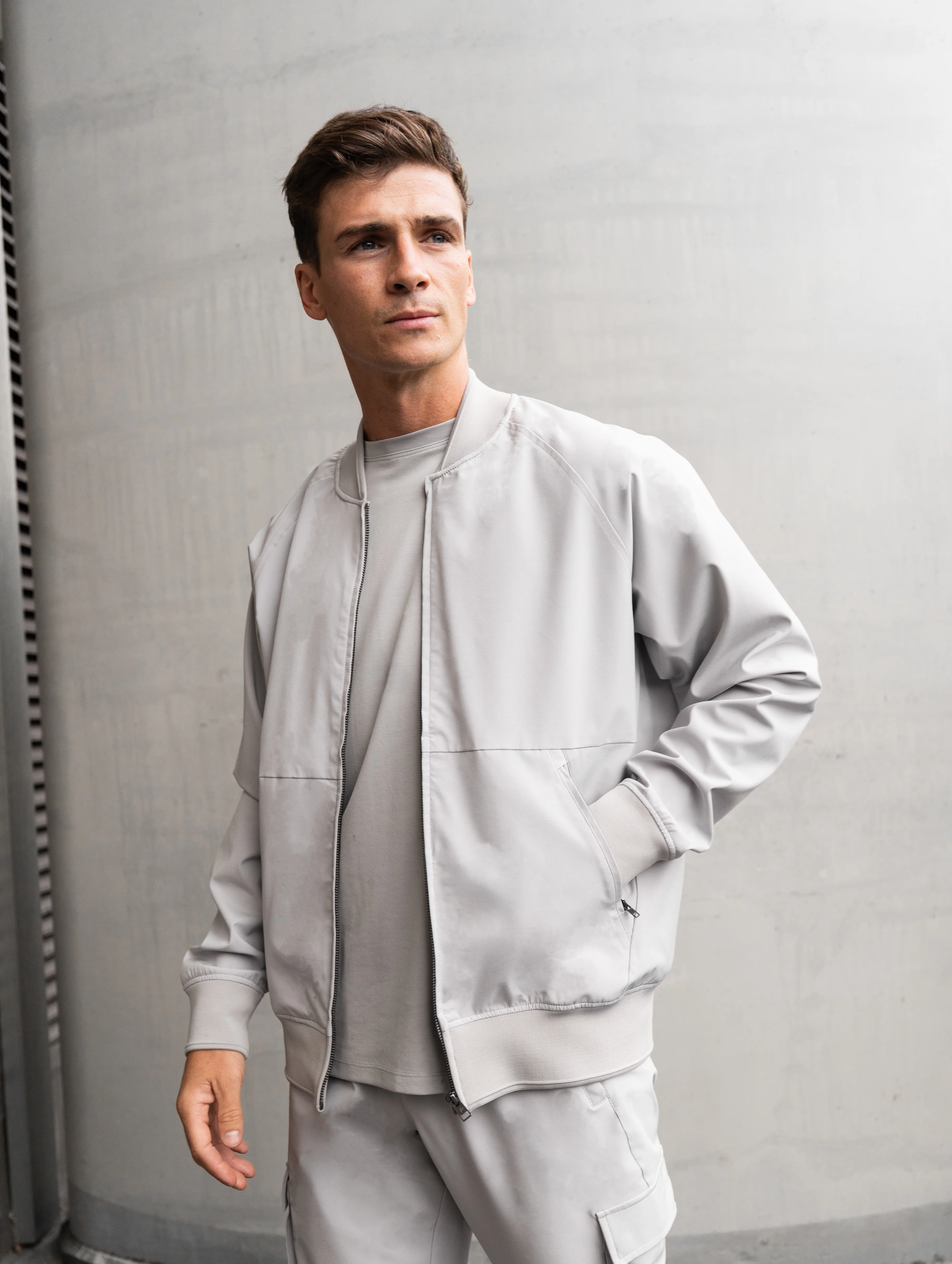 Luxe Premium Grey Bomber Jacket - Image 3
